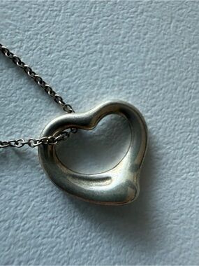 Tiffany & Co. Elsa Peretti Silver Open Heart Pendant Necklace